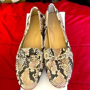 Aldo brand animal print loafers